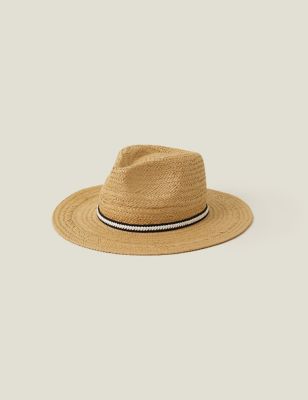 Accessorize Womens Straw Fedora Hat - Tan, Tan