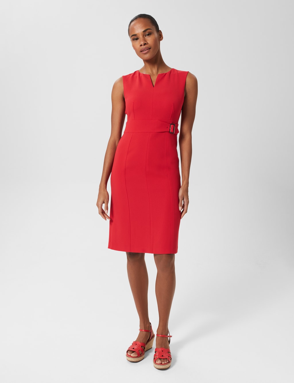 Notch Neck Knee Length Shift Dress image 1