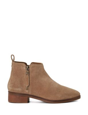 Dune London Womens Suede Block Heel Ankle Boots - 7 - Taupe, Taupe