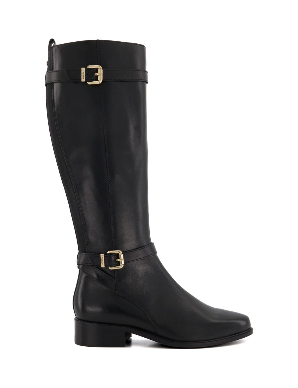 Wide Fit Leather Buckle Knee High Boots