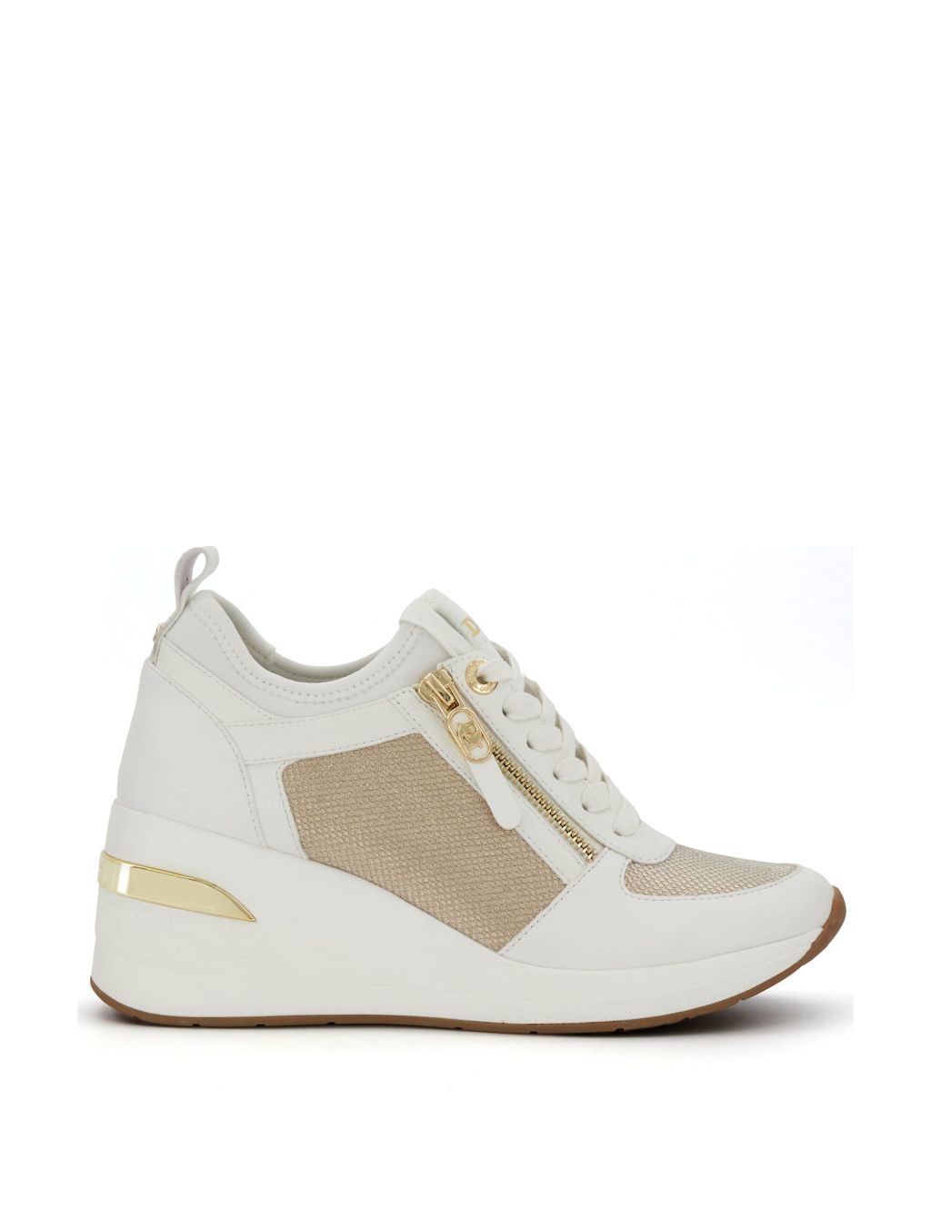 Leather Lace Up Side Detail Wedge Trainers image 1