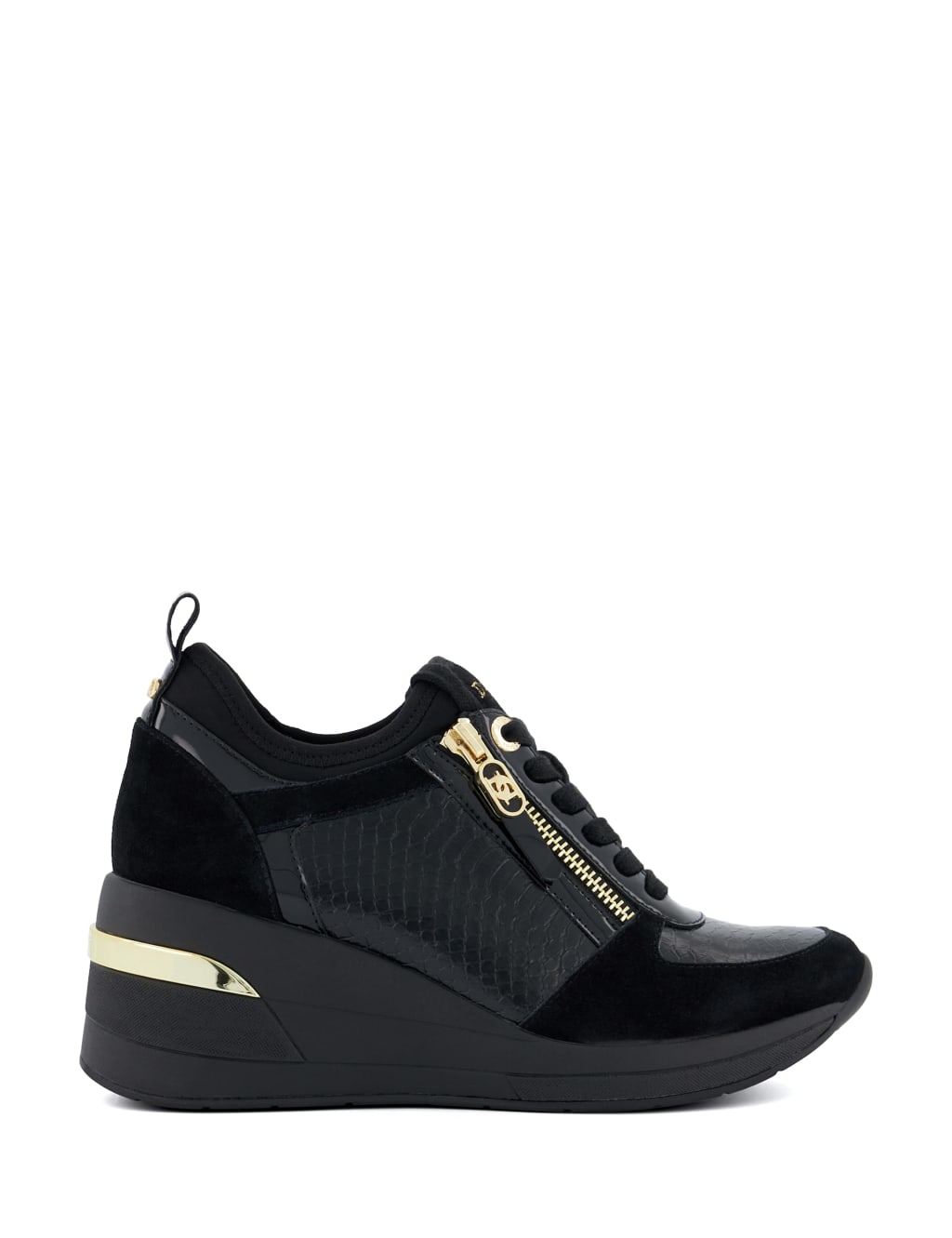Leather Lace Up Side Detail Wedge Trainers image 1