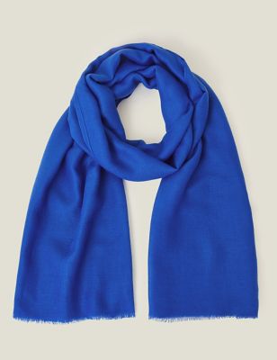 Accessorize Womens Woven Fringed Scarf - Blue, Blue
