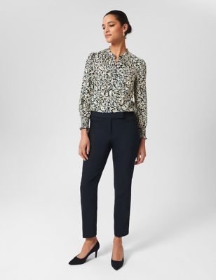 Hobbs Womens Cotton Blend Slim Fit Trousers - 6 - Navy, Navy