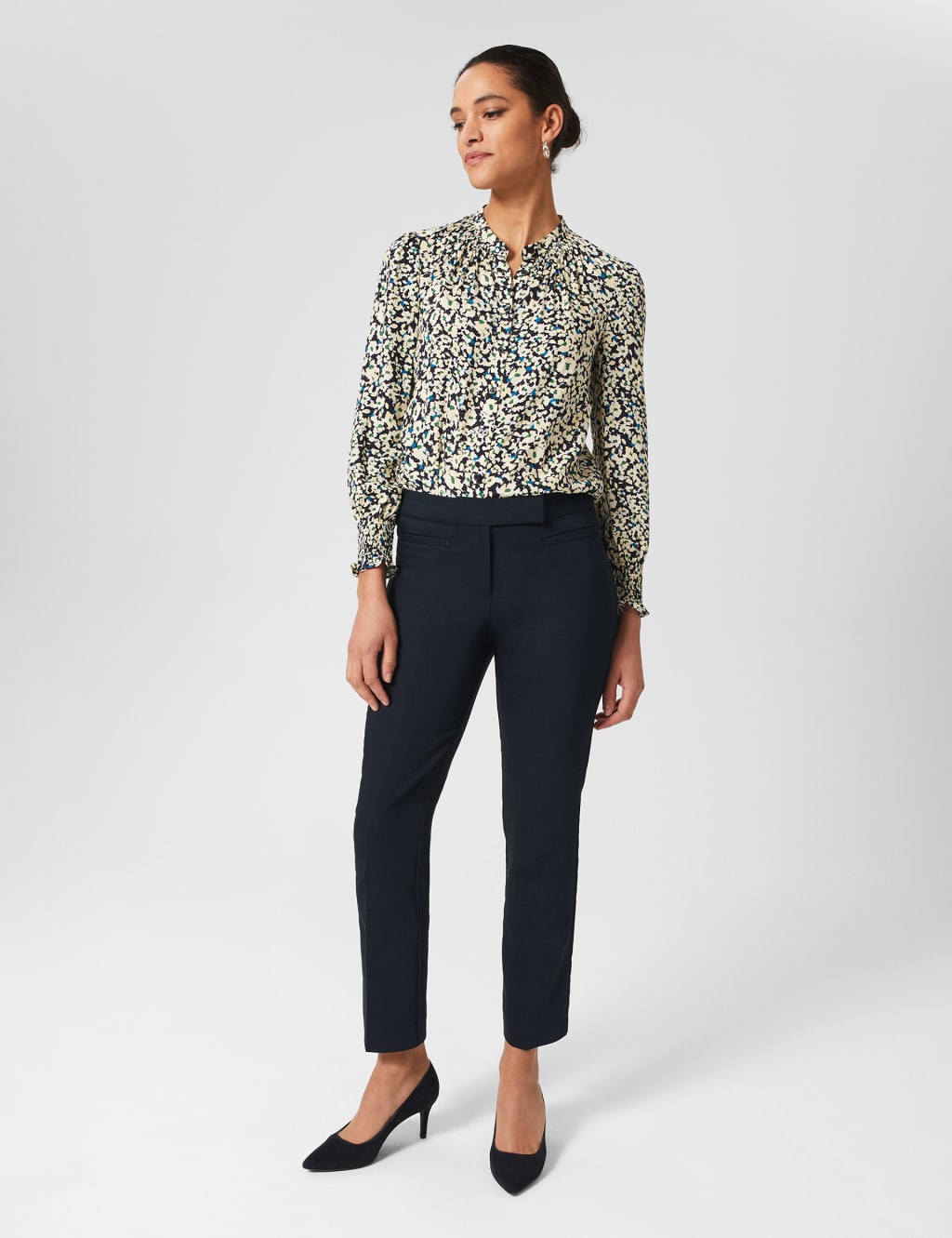 Cotton Blend Slim Fit Trousers image 1