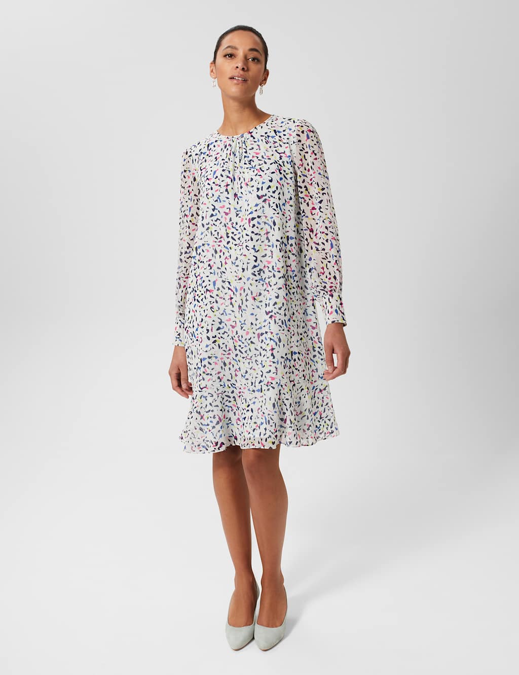 Printed Belted Knee Length Shift Dress image 4