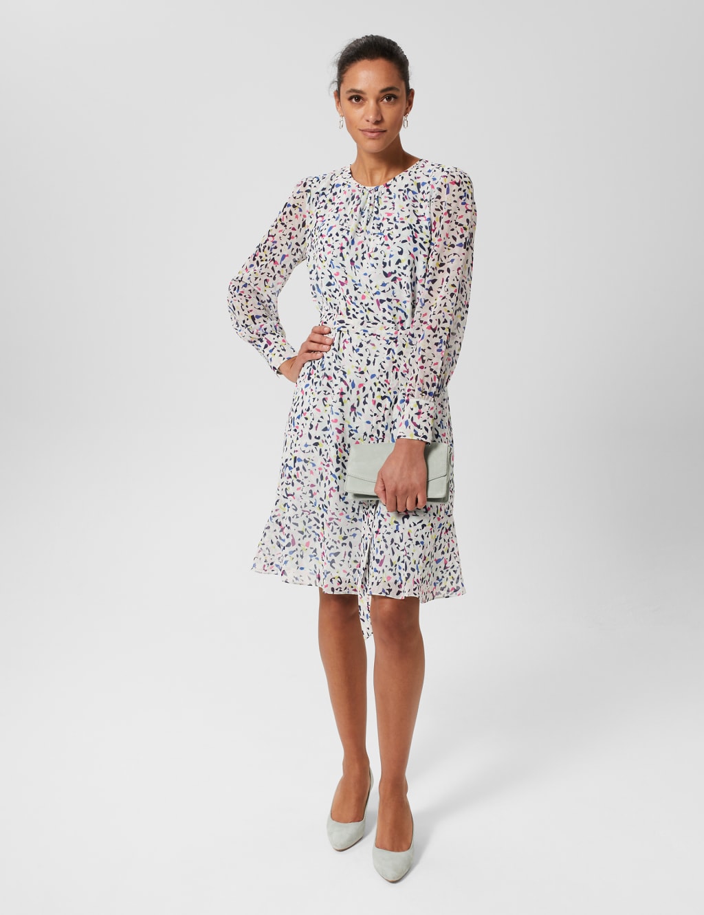 Printed Belted Knee Length Shift Dress image 6