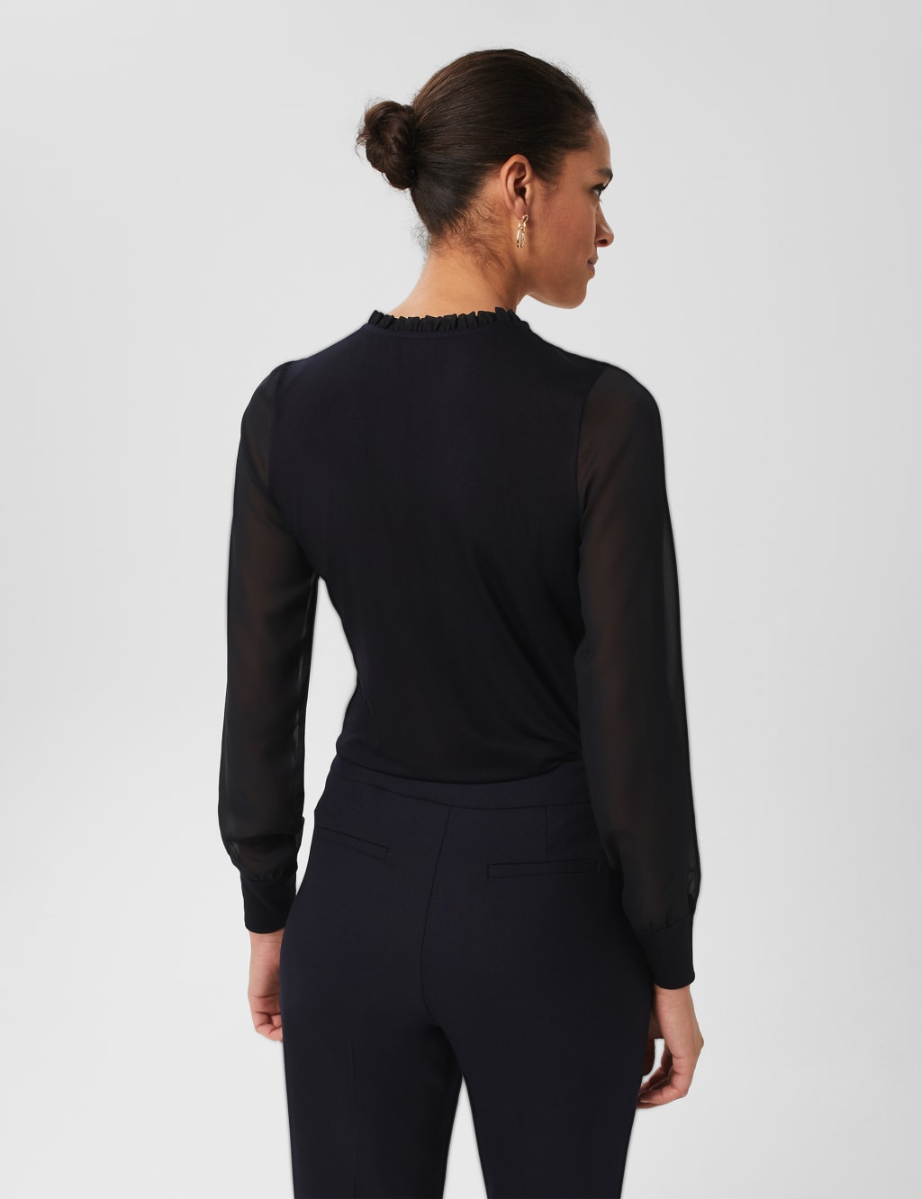 V-Neck Frill Detail Blouson Sleeve Blouse image 2