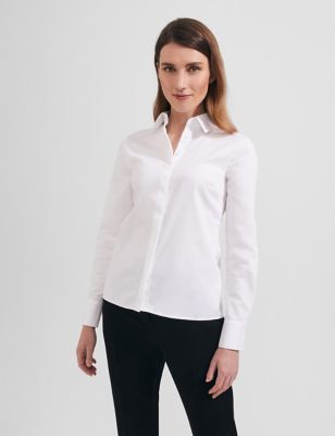 Hobbs Womens Cotton Rich Collared Shirt - 6 - White, White