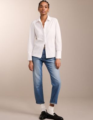 Baukjen Women's Pure Cotton Collared Button Through Shirt - 16 - White, White