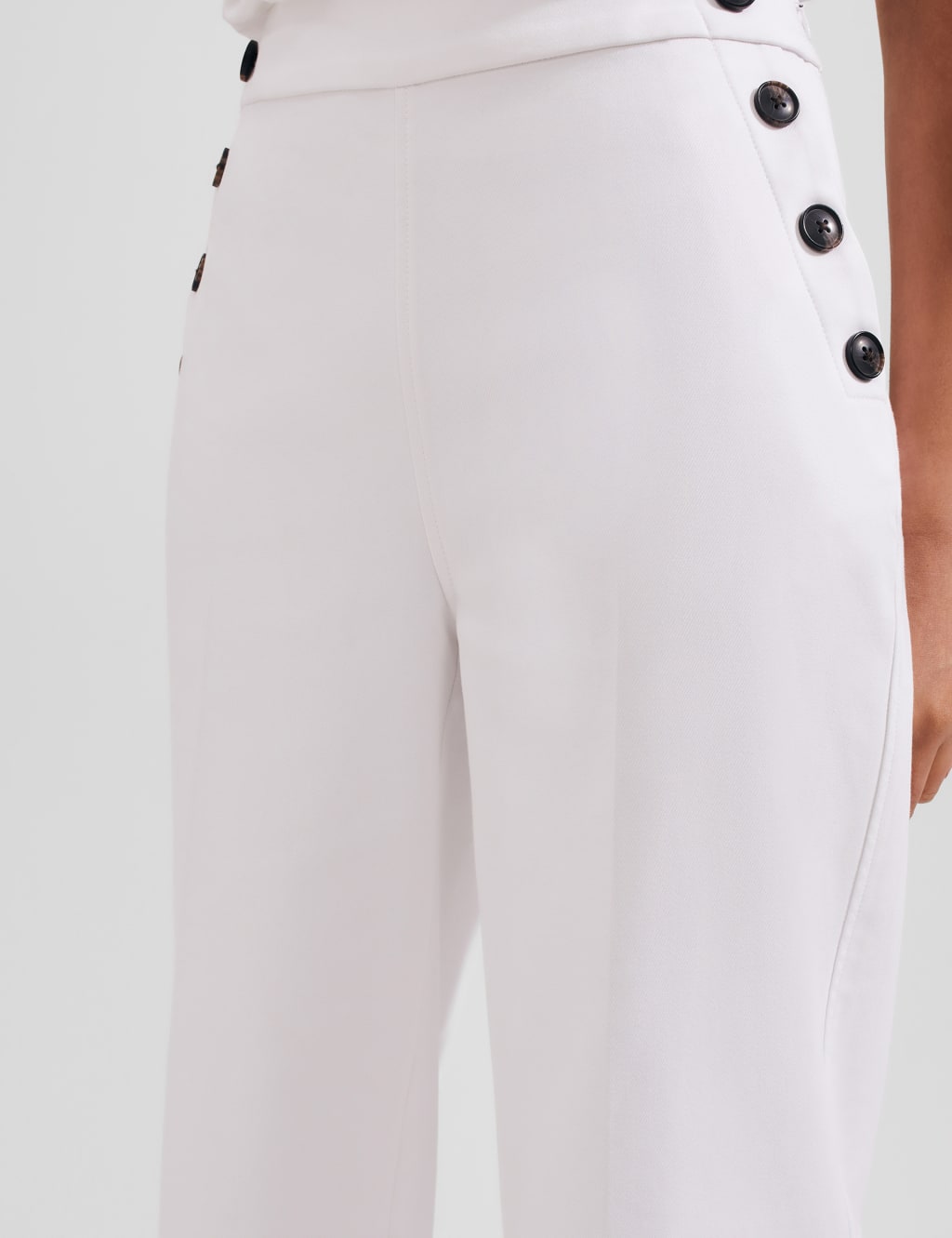 Cotton Blend Wide Leg Cropped Trousers image 4