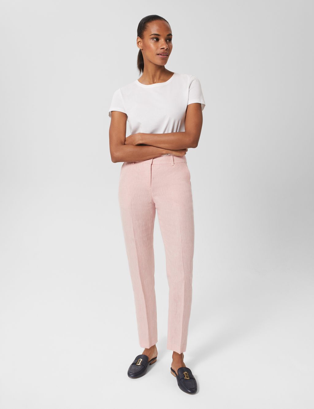 Pure Linen Tapered Ankle Grazer Trousers image 1