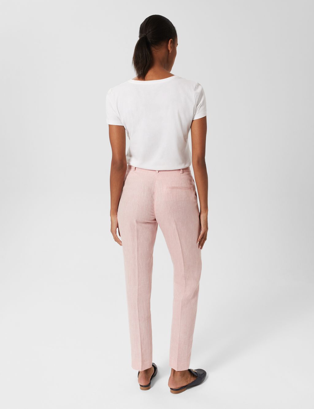 Pure Linen Tapered Ankle Grazer Trousers image 3