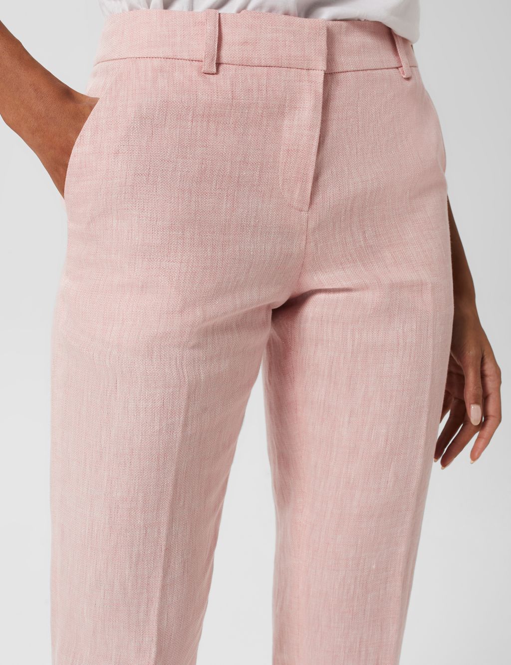 Pure Linen Tapered Ankle Grazer Trousers image 4