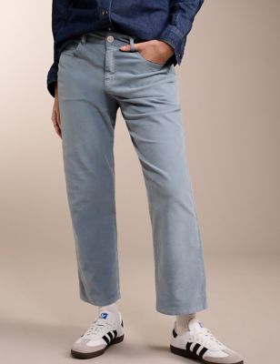 Baukjen Women's Cord Straight Leg Ankle Grazer Trousers - 14 - Pale Blue, Pale Blue