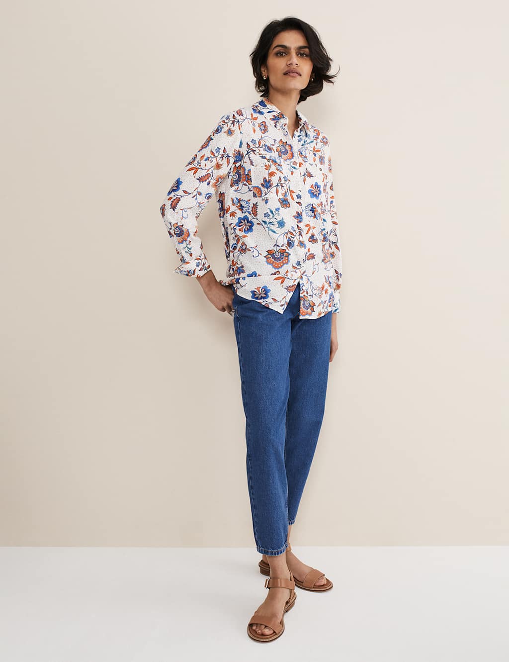 Floral Collared Button Through Shirt image 5