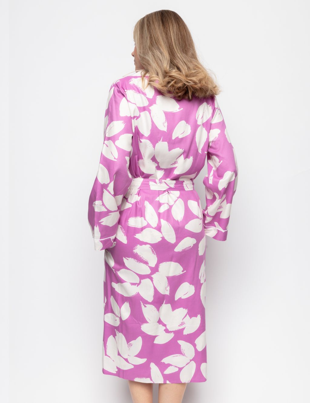 Cotton Modal Petal Print Long Dressing Gown image 2