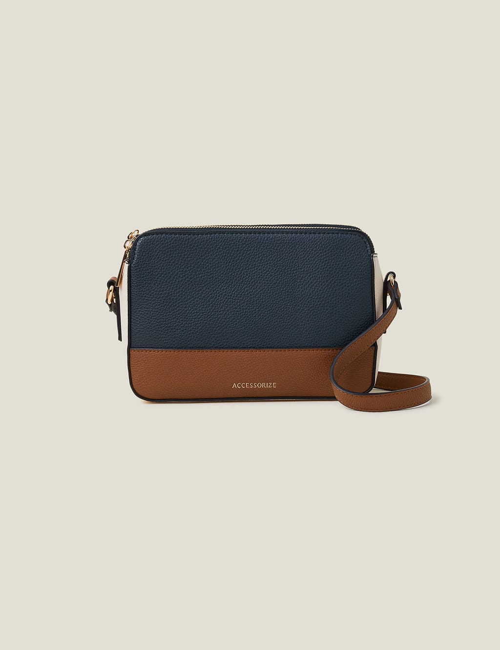 Faux Leather Colour Block Cross Body Bag