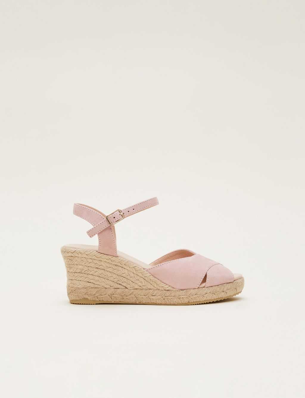 Leather Ankle Strap Wedge Espadrilles