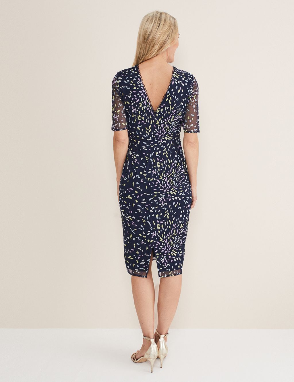 Embroidered Round Neck Midi Tailored Dress image 5