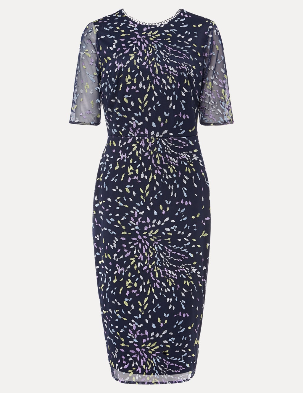 Embroidered Round Neck Midi Tailored Dress image 2