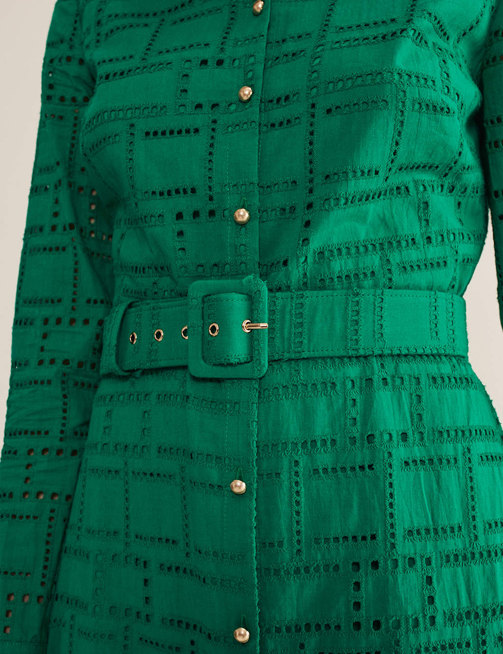 Pure Cotton Broderie Midi Shirt Dress image 4