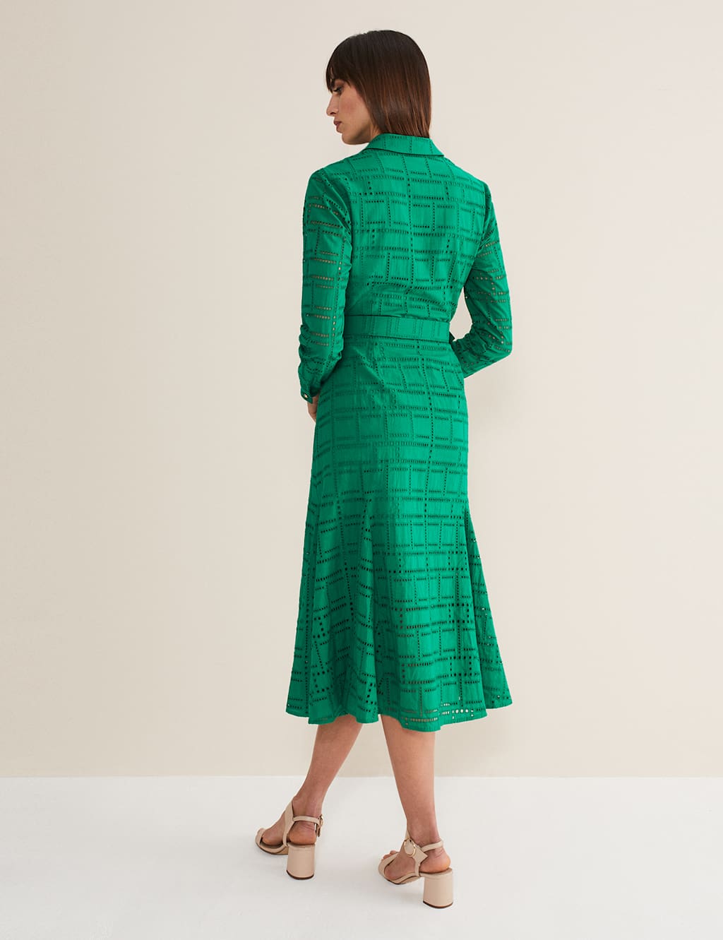 Pure Cotton Broderie Midi Shirt Dress image 6