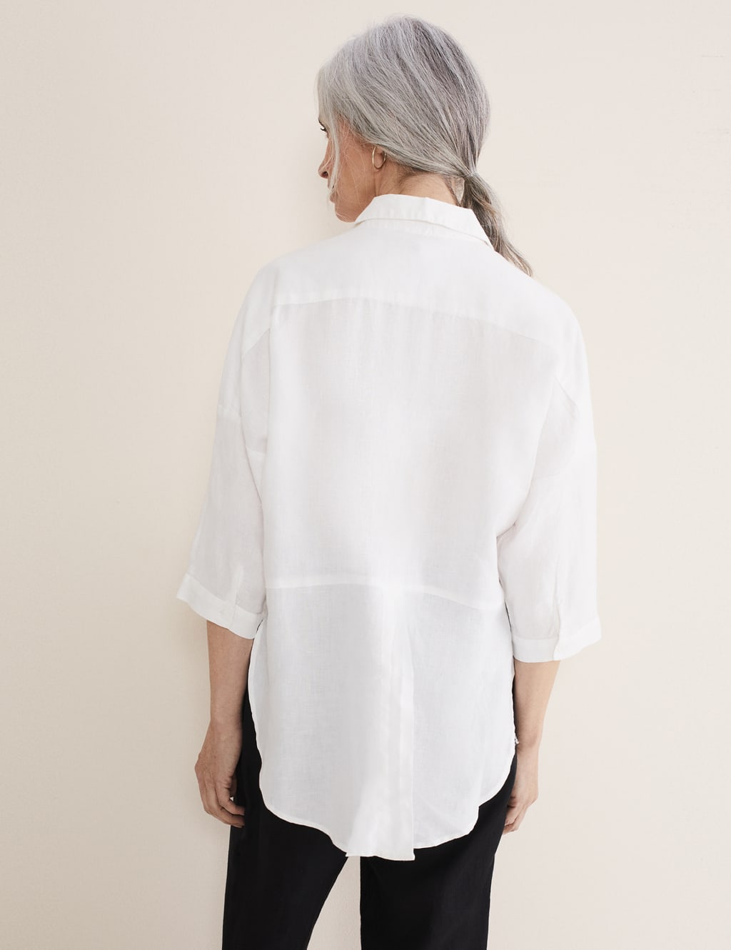 Pure Linen Collared V-Neck Relaxed Shirt image 5