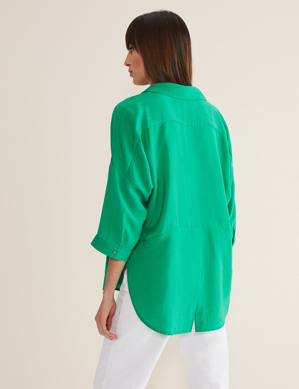 Collared V-Neck Relaxed Longline Shirt image 4