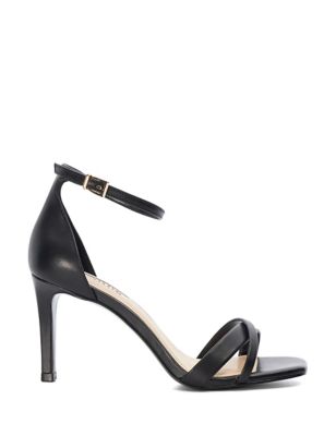 Dune London Women's Leather Strappy Stiletto Heel Sandals - 7 - Black, Black,Gold