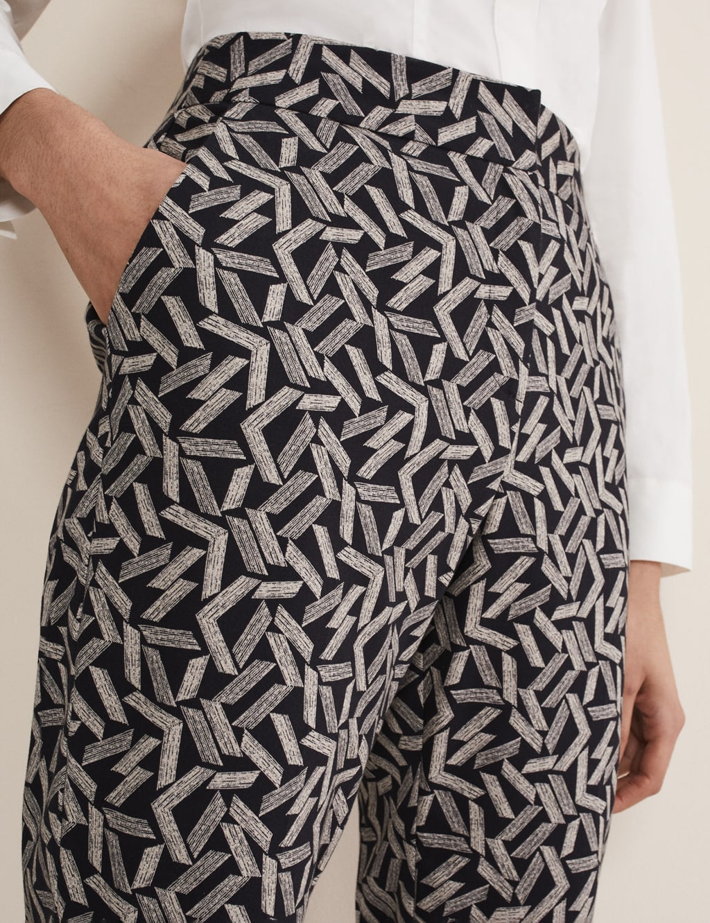 Cotton Rich Printed Slim Fit Trousers image 4