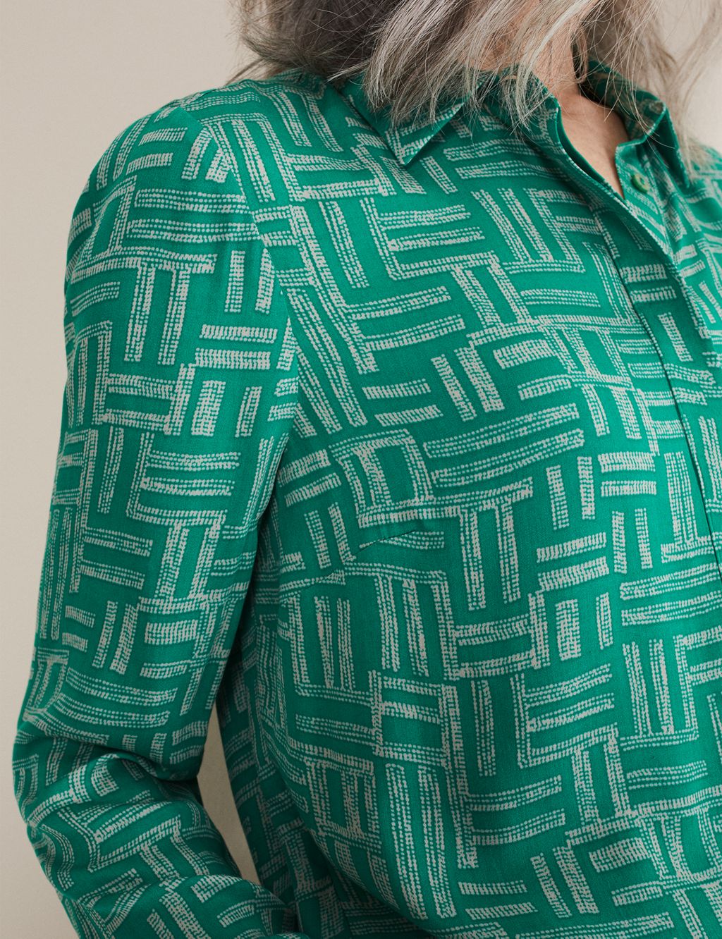 Printed Collared Button Through Blouse image 3