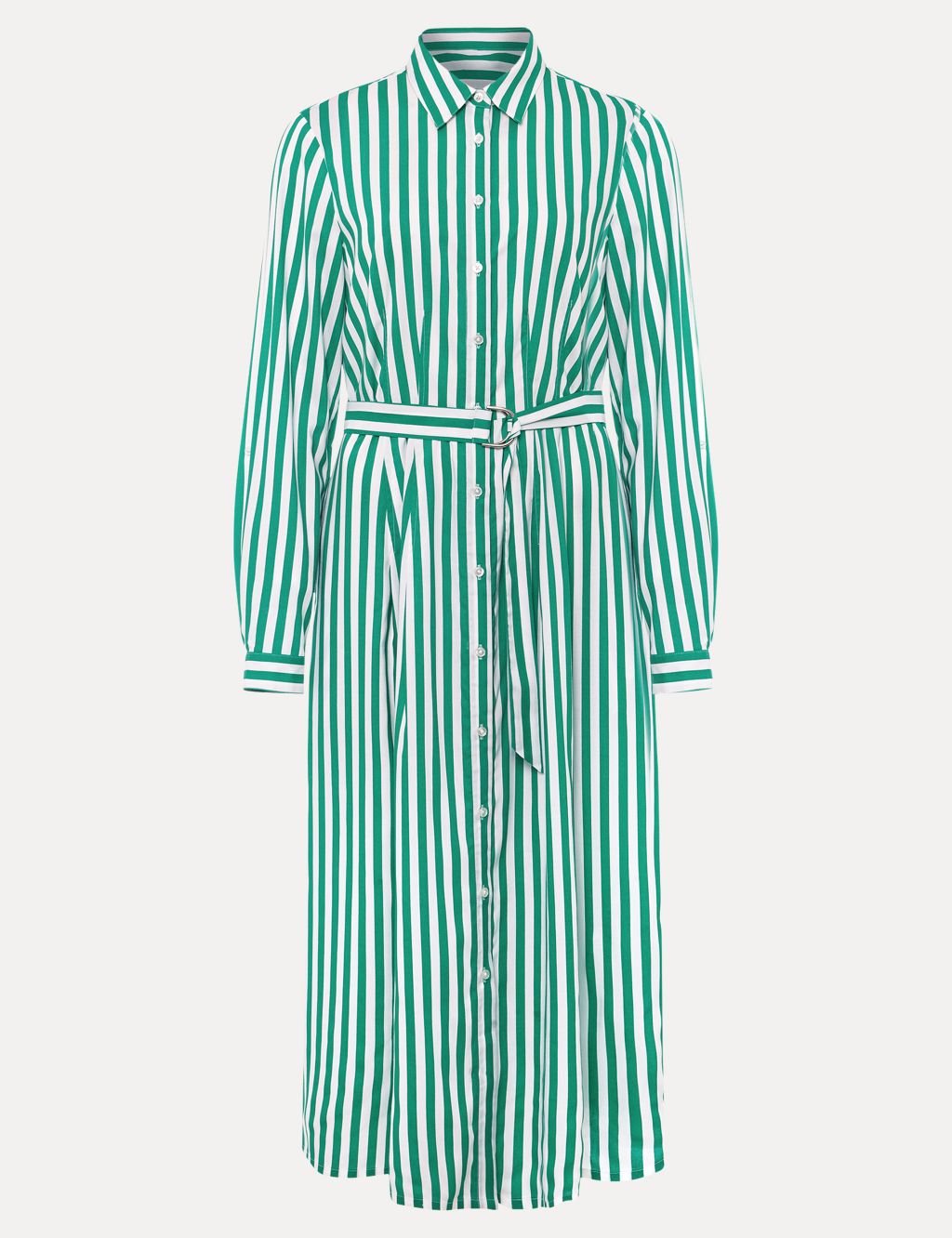 Striped Belted Midi Shirt Dress image 2