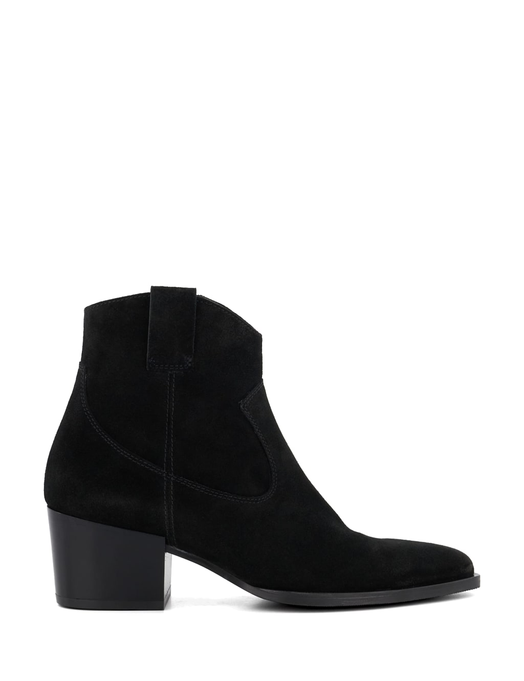 Suede Cow Boy Block Heel Ankle Boots