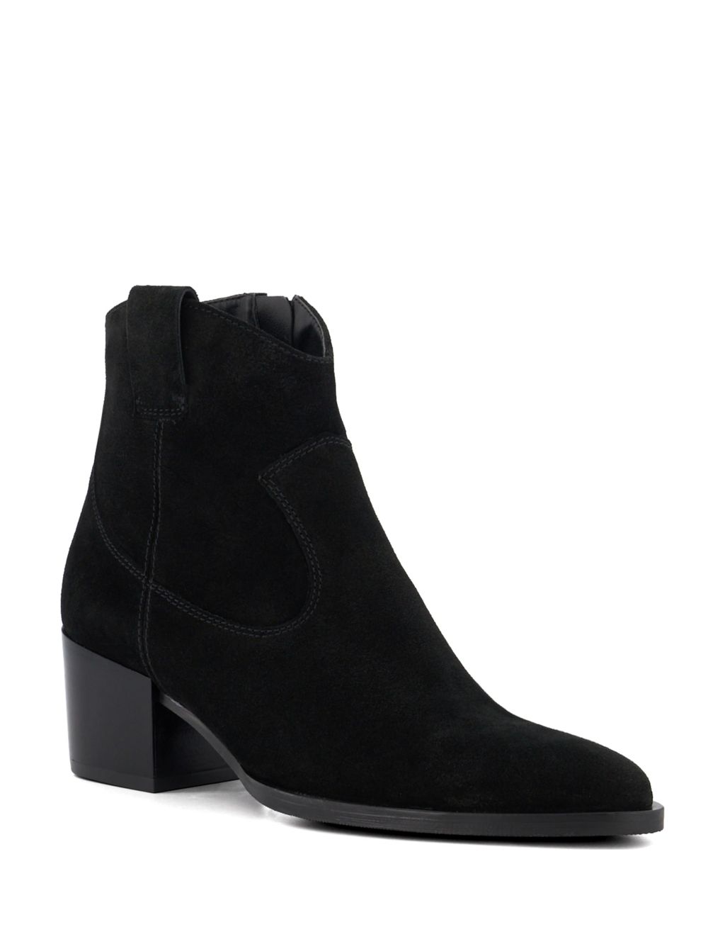 Suede Cow Boy Block Heel Ankle Boots image 2