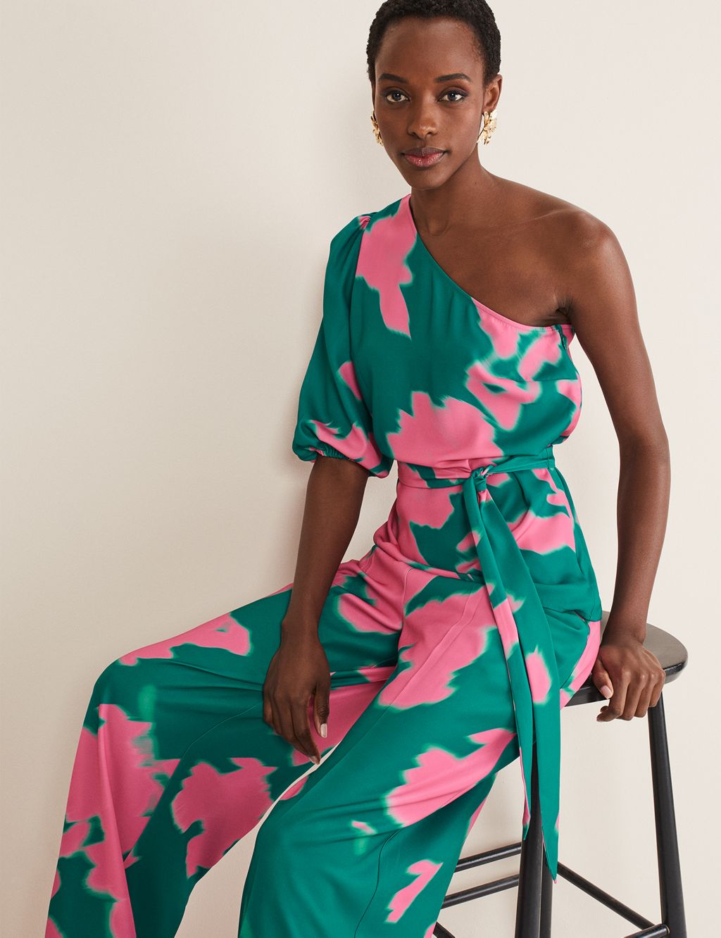 Printed Pleat Front Wide Leg Trousers image 3