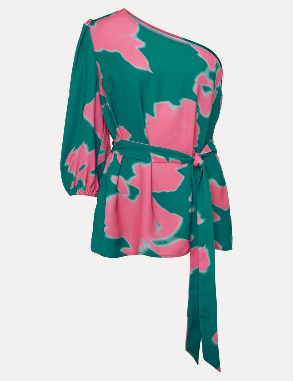 Printed One Shoulder Puff Sleeve Blouse image 2