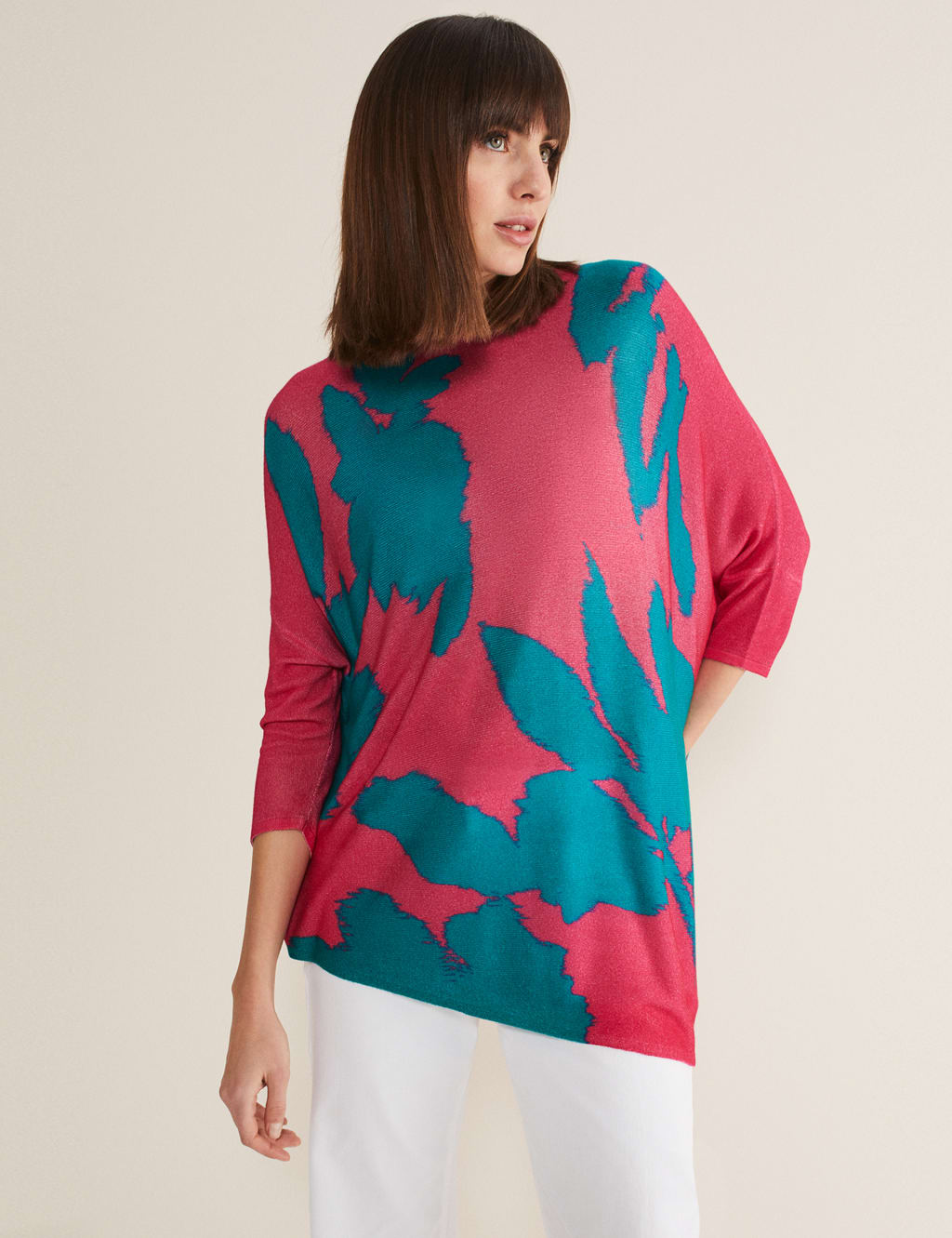 Floral Round Neck Split Hem Jumper image 1