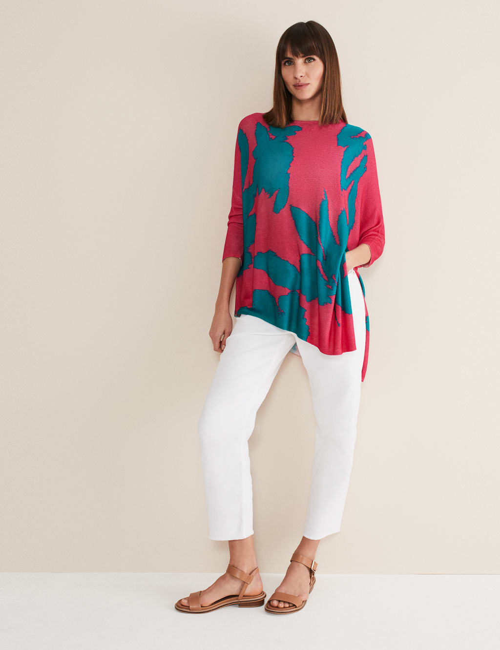 Floral Round Neck Split Hem Jumper image 5