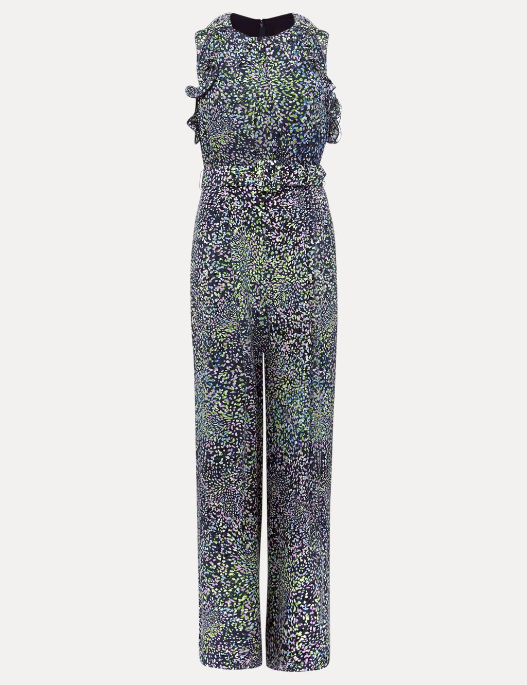 Printed Belted Sleeveless Wide Leg Jumpsuit image 2