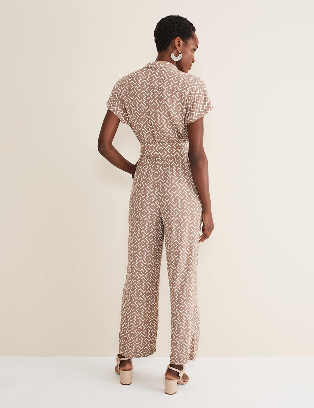 Geometric Belted Cropped Jumpsuit image 5