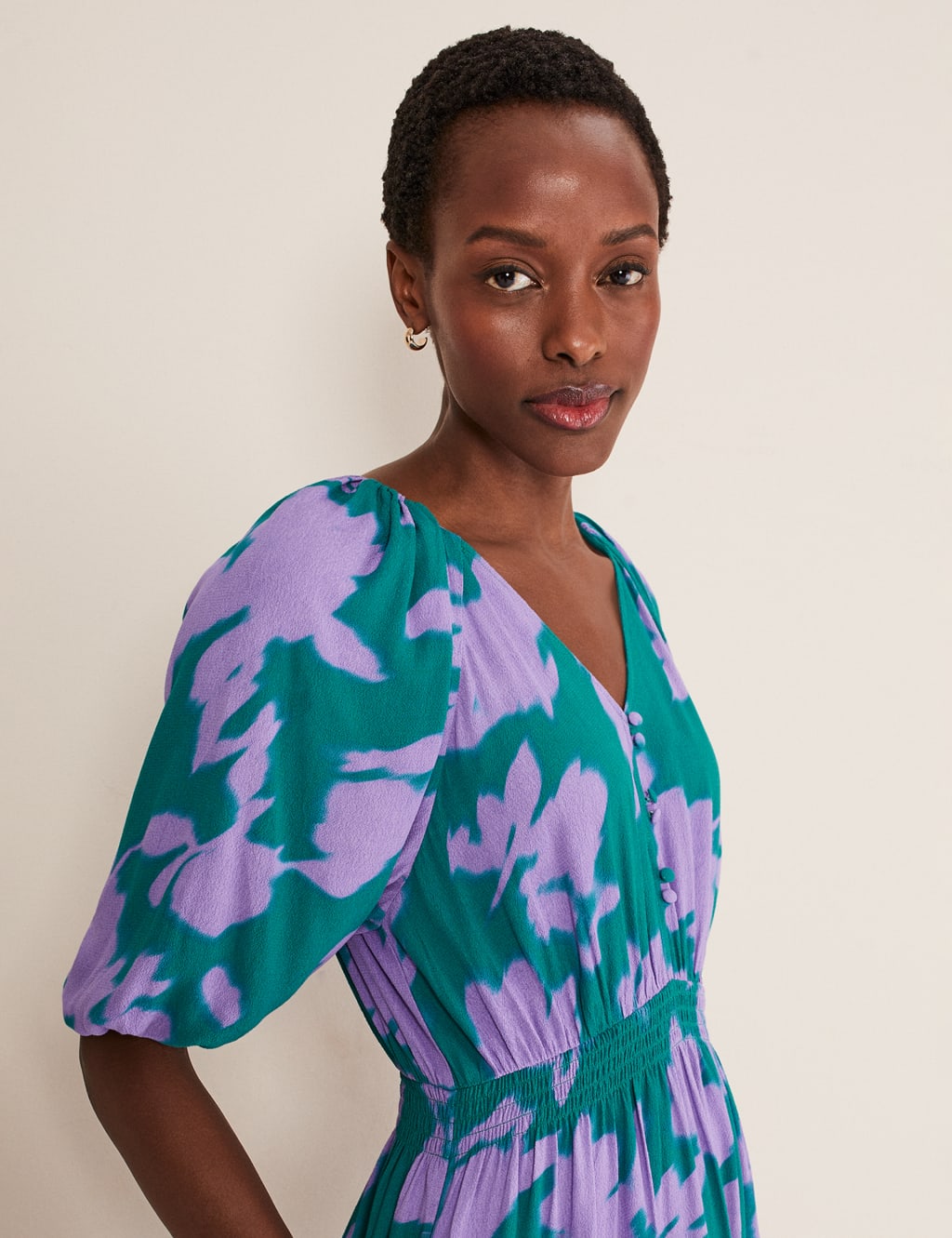 Printed V-Neck Midaxi Tea Dress image 2