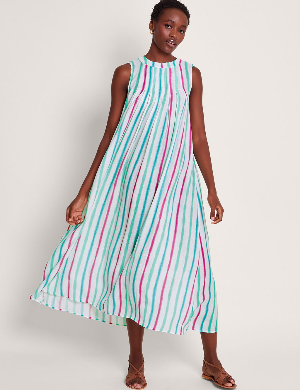 Striped Midaxi Smock Dress