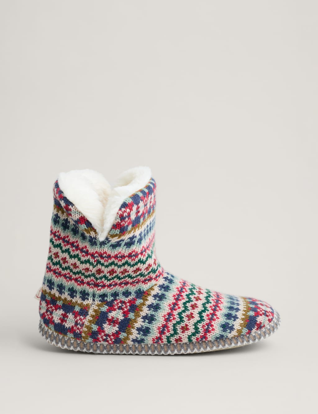 Fair Isle Faux Fur Lined Slipper Boots image 2