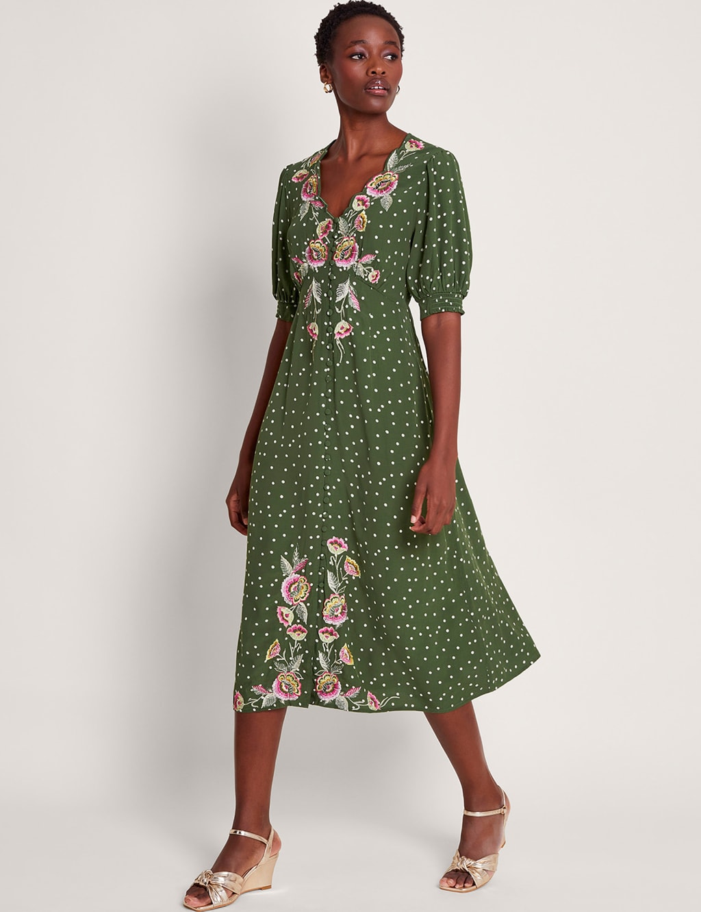 H and m green floral dress online