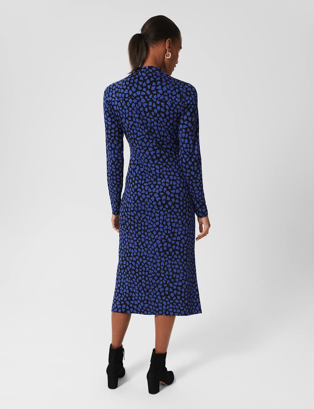 Jersey Printed V-Neck Midi Waisted Dress image 4