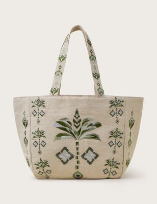 Monsoon Womens Canvas Embroidered Tote Bag - Natural Mix, Natural Mix