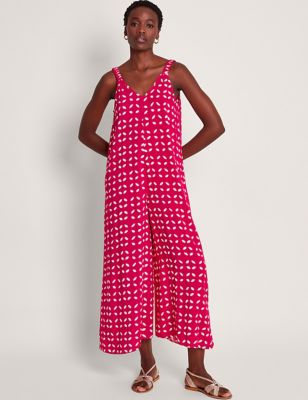 Monsoon Womens Printed Sleeveless Wide Leg Jumpsuit - Pink Mix, Pink Mix