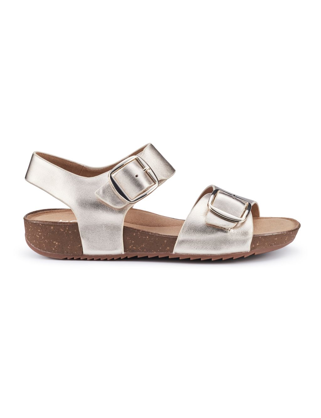 Tourist Wide Leather Ankle Strap Flat Sandals