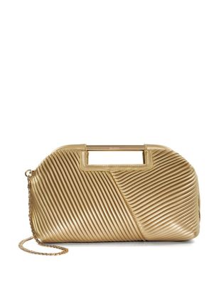 Dune London Womens Pleated Chain Strap Clutch Bag - Gold, Gold
